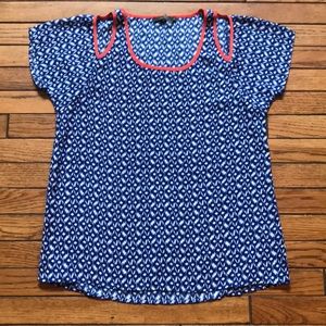 Patterned top with fun shoulder cut outs